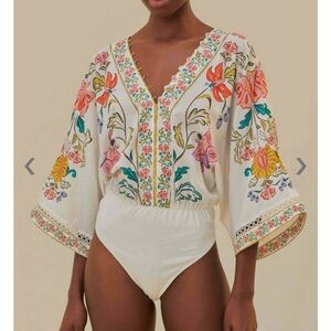 FARM Rio White Shirt with Multicolor Logo Tag